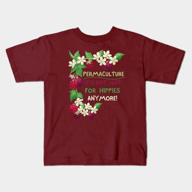 Permaculture, Sustainable Future, Vintage, Raspberries, Gardening, Composting Kids T-Shirt by HelenGie